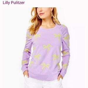 Lilly Pulitzer Lavender Sweater with Yellow Palm Design